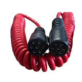 3.5m 24V 7-Pin Red Type Coiled Trailer Cable - ISO 1185 Plug