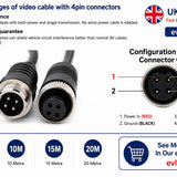 4-Pin Aviation Camera Extension Cable - Van/Truck/Lorry (1m 5m 10m 20m)