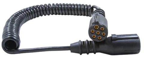 4m 24V 7-Pin N-Type Coiled Trailer Cable - ISO 1185 Plug cable