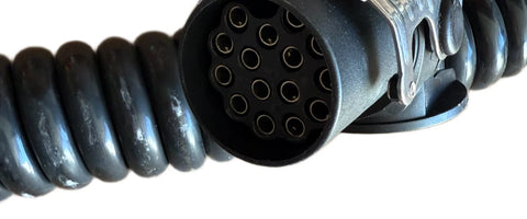 15-Pin ISO 12098 Trailer Power & Data Coiled Suzie Lead - Truck HGV cable